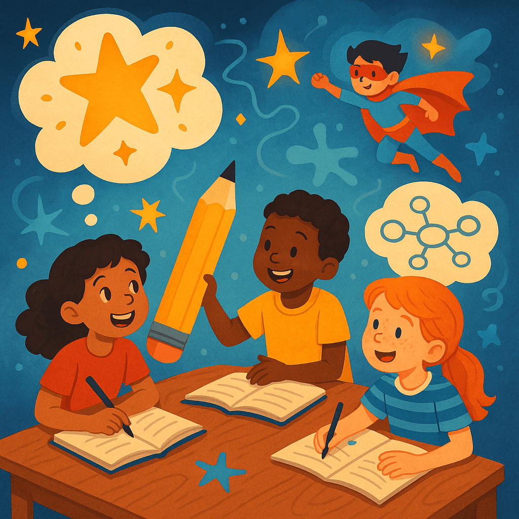 Creative writing for kids - AI writing tutor illustration